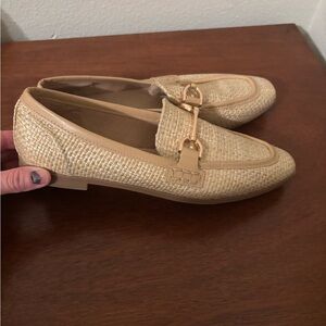 Steve Madden Tan Gold Flats with Perforated Design